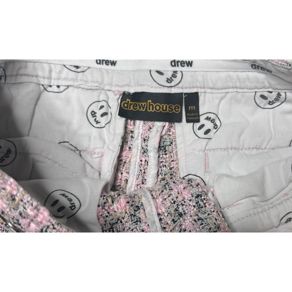 Drew House Boucle Tweed Woven Pink Plaid Pants Women's SZ Med Justin Bieber - Picture 5 of 10
